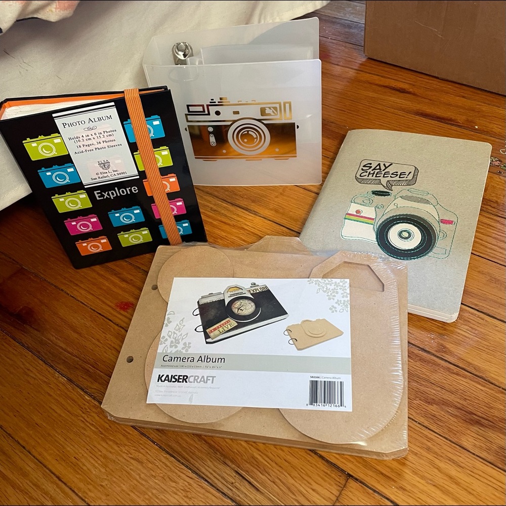 Set of camera themed albums/notebooks
